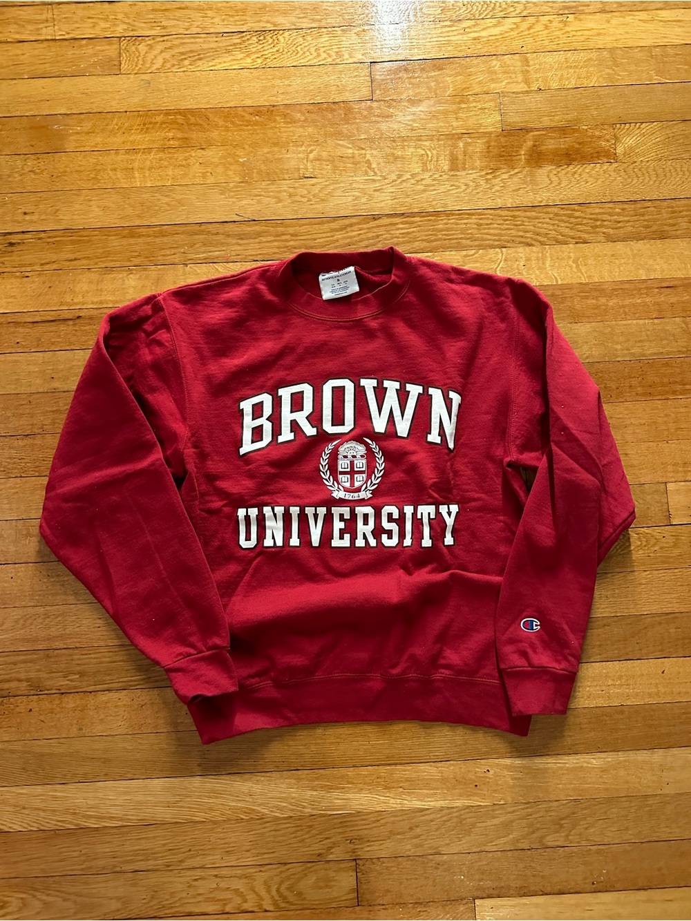 Brown University Sweatshirt Mens Medium Red Champion Crested Logo College